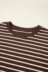 Classic Striped Ribbed Knit Long Sleeve Cropped Pullover
